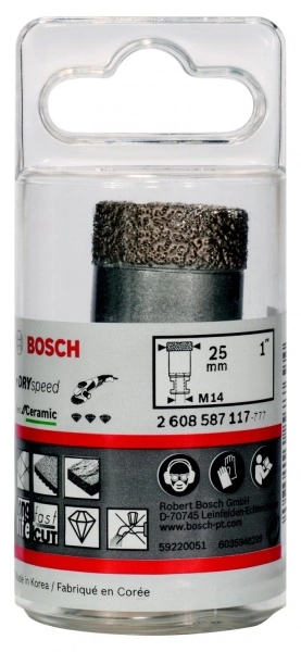 Коронка алмазная BOSCH Ф25х35мм М14 (DRY SPEED 2608587117)