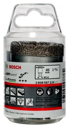 Коронка алмазная BOSCH Ф45х35мм М14 DRY SPEED (2608587124)