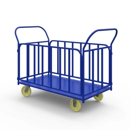 фото тележка платформенная с трубчатыми бортами тб 4 (600х1200) г/п 500 кг.200 чугун/полиуретан