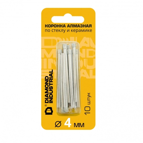 Коронка алмазная по стеклу и керамике 4 мм (10 шт.) Diamond Industrial